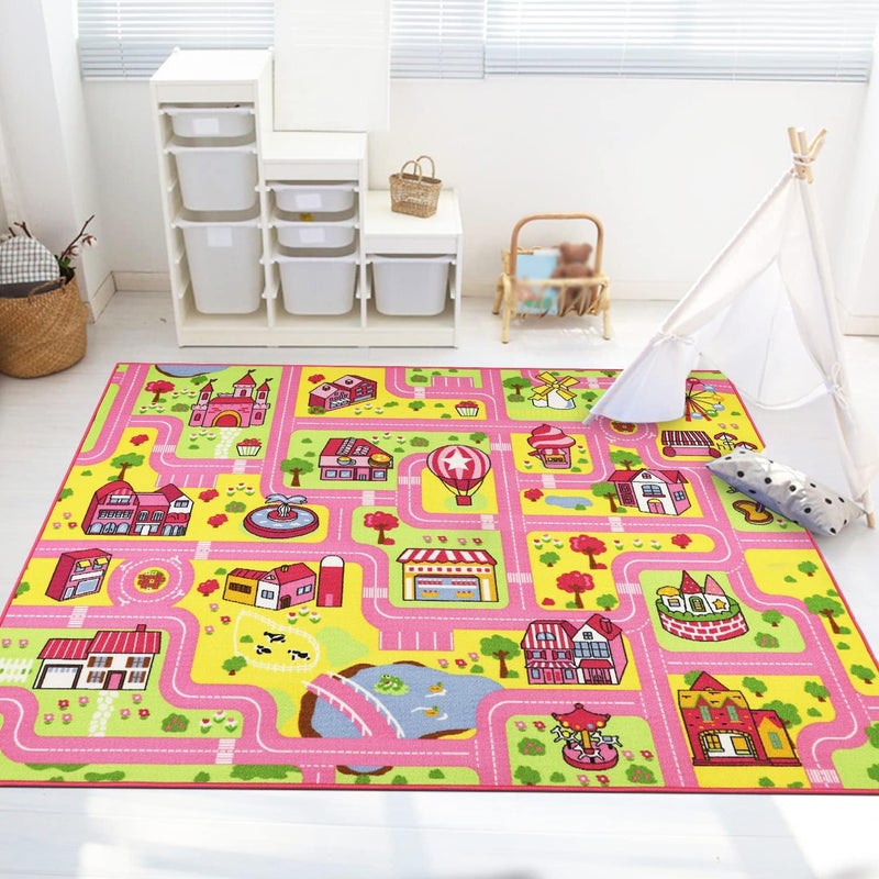 Capslpad Kids Play Rug 6.6x5.0 ft Large Size Kids Rug for Playroom Non Slip Washable Kid Car Road Carpet Educational Learning Area Rug Children Play Carpet for Bedroom,Classroom,Nursery Room Decor - Image 3